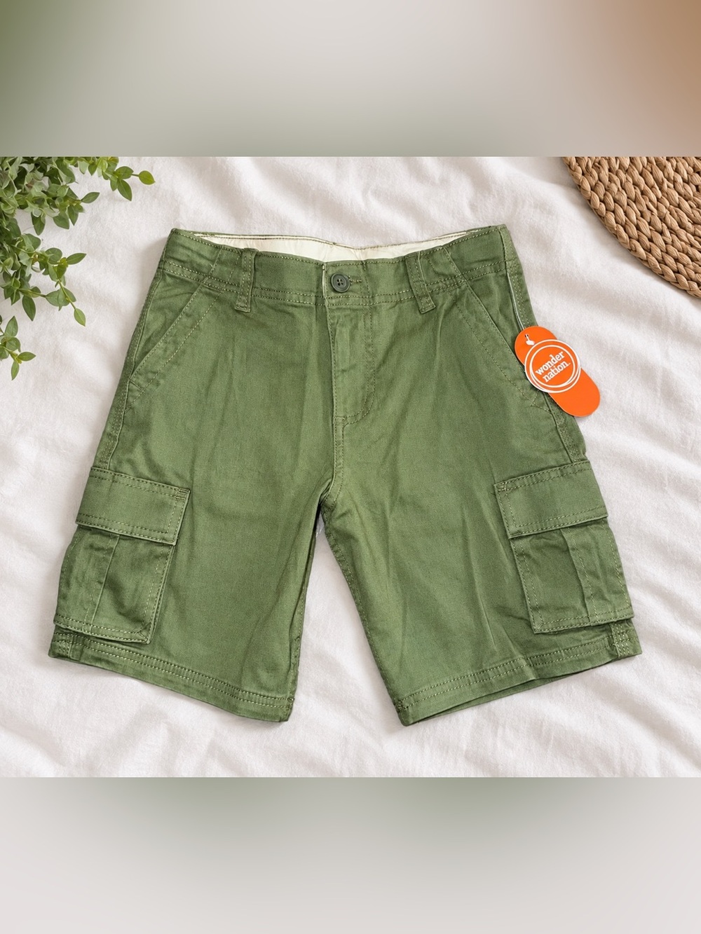 wonder nation Olive Green Boys' Cargo Shorts